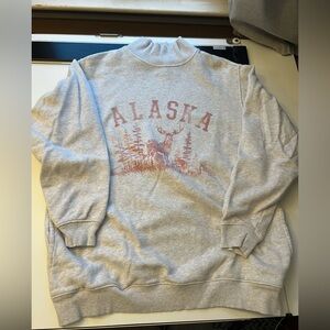Aerie Light Gray Alaska Graphic Crewneck Sweatshirt